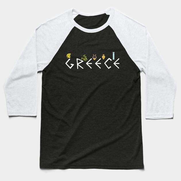 Greece word Baseball T-Shirt by smartsman